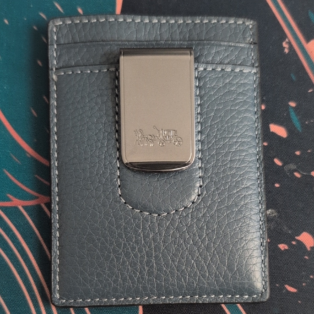 Coach Signature Black and Tan Card Holder - Picture 2 of 4